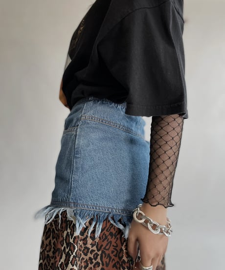【USED】 Denim Leopard Long Skirt / 220813-004