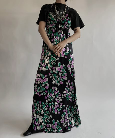 【USED】 Flower Printed Poly Camisole One-piece / 220528-009