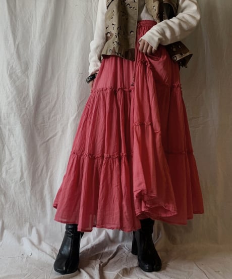 【USED】 Cotton Crinkle Long Skirt/210317-026