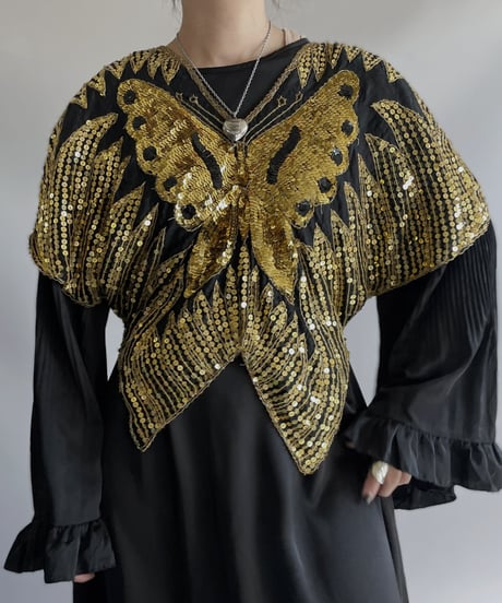 【USED】100% Silk Spangle Top / 231112-006