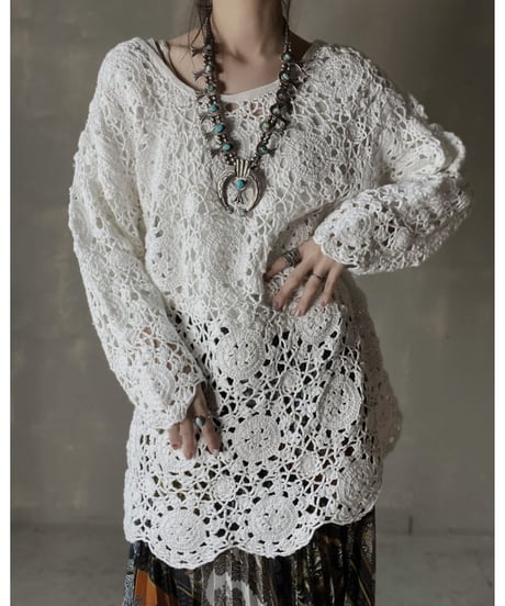 【USED】　Crochet Knit L/S Top/ 220220-022