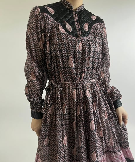 【USED】  Paisley Pattern Lame Long One-Piece /250301-017