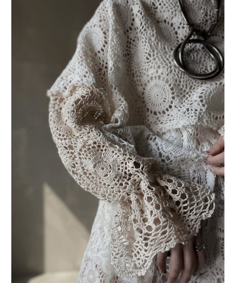 【RE;CIRCLE】 RE Crochet Patchwork L/S Top③/20220317-004