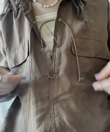 【RE;CIRCLE】 RE Lace Up Silk Pullover Shirt②/210611-014
