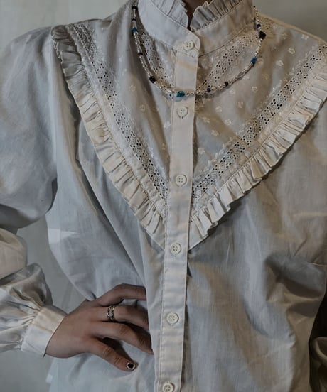 【USED】White Cotton Blouse Shirt/210217-063