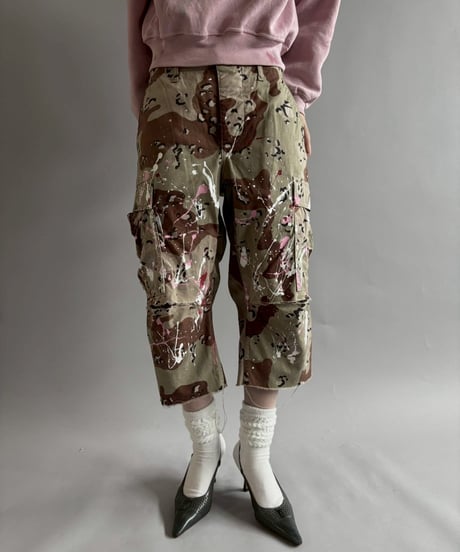 【USED】 Military Camouflage Cut Off Paint Pants /250925-007
