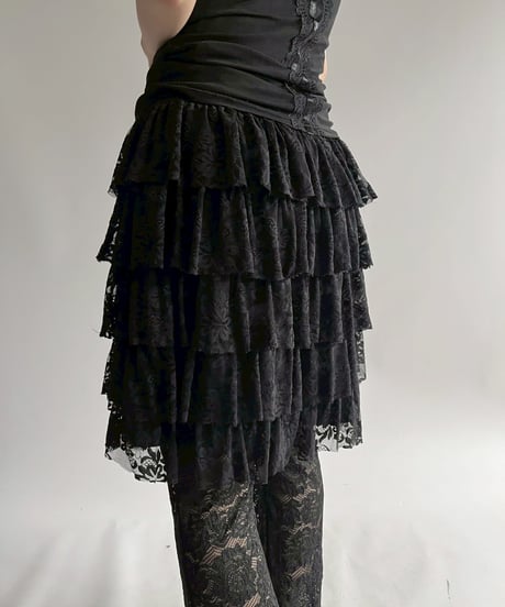 【USED】 Lace Pattern Tiered Skirt  / 250726-022