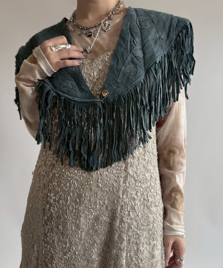 【USED】 Suede Fringe Vest  /250412-014