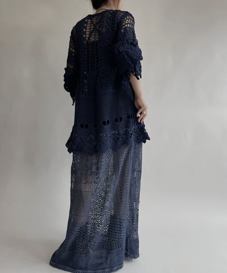 【RE;CIRCLE】 RE Crochet Blue Lace One-piece / 220728-010