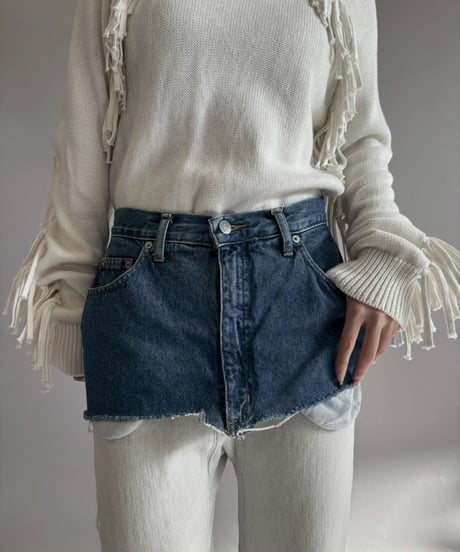 【USED】 Cut Off Denim Skirt / 260207-014