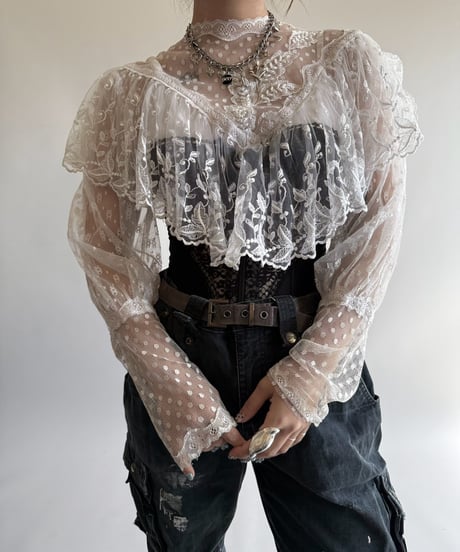 【USED】 Lace Pattern  Corset Top  /250322-033