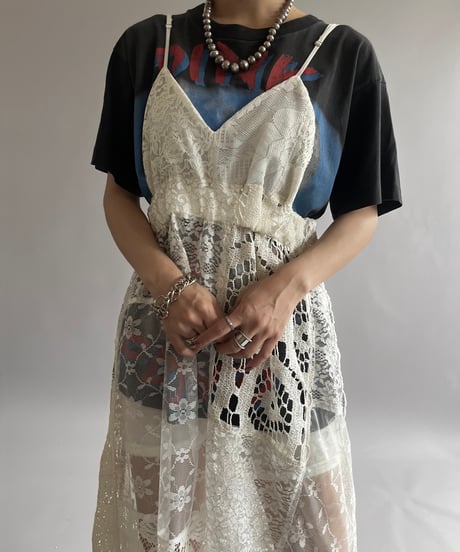 【RE;CIRCLE】RE Crochet Patch Back RBN Camisole One-Piece/240829ー006