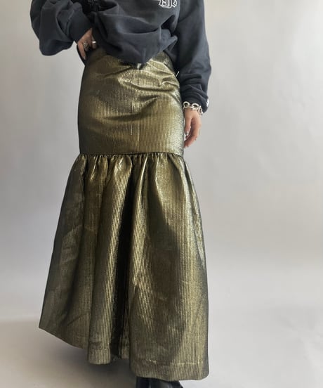 【USED】 Dead Stock BCBG MAXAZARIA Gold Lame Skirt/ 241006-011