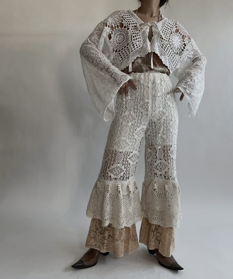 【RE;CIRCLE】 RE Crochet Lace Tiered Pants / 220526-042