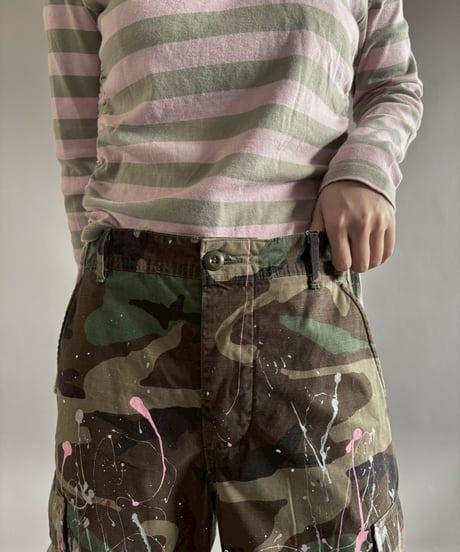 【USED】 Military Camouflage Cut Off Paint Pants /260226-007