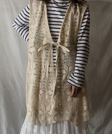 【RE;CIRCLE】  RE Crochet Long Vest /210512-004