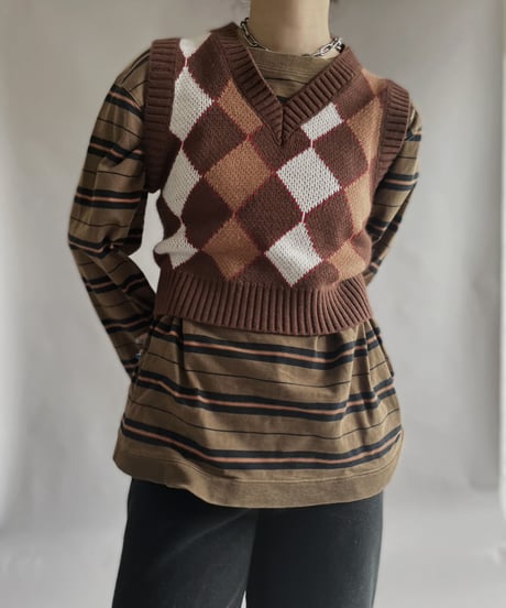 【USED】 Argyle Knit Vest / 230211-022