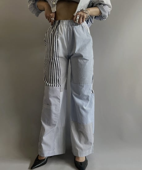 【RE;CIRCLE】 RE Patchwork Strip Pants / 240718-008