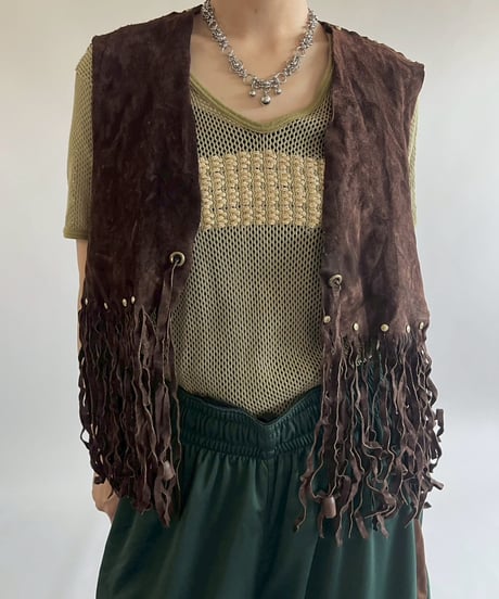 【USED】 Suede Fringe Vest / 250517-023