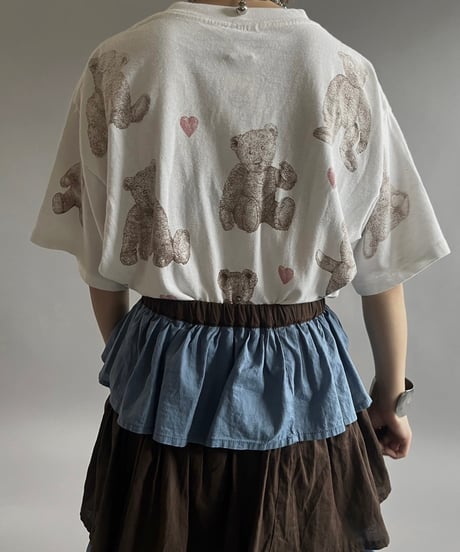 【USED】 Made in USA 90's Bear Patterned T-Shirt /240720-001