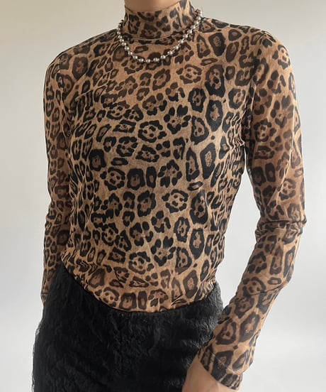 【USED】 Leopard Pattern Sheer Top /250301-005