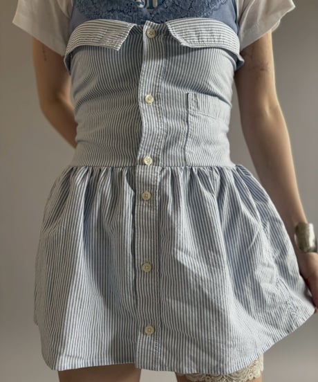 【RE;CIRCLE】  RE Stripe Shirt Mini One-Piece / 260611-002