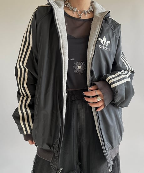 【USED】 adidas Padded Reversible Hooded Nylon Jacket /241228-010