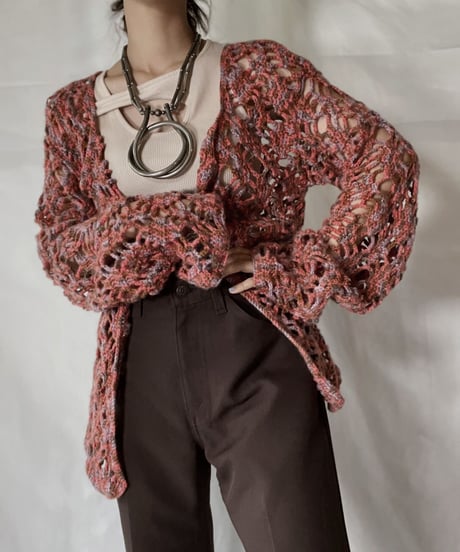 【USED】  Crochet Knit L/S Top⑧/211014-059