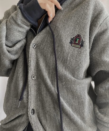 【USED】 IZOD Acrylic Knit Cardigan Gray / 230204-021
