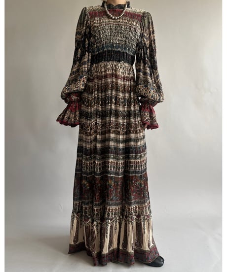 【RE;CIRCLE】 RE Indian Cotton Balloon Sleeved One-piece / 240912-001