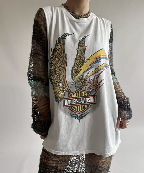 【USED】   Made in USA HARLEY- DAVIDSON Cut off Tank Top /250510-003