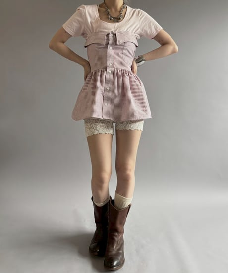 【RE;CIRCLE】  RE Stripe Shirt Mini One-Piece / 260611-001