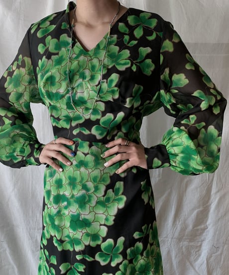 【USED】  Clover Patterned Poly EURO Dress/210407-020
