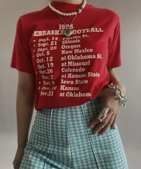 【USED】 85's NEBRASKA Foot Ball T-Shirt /240429-060