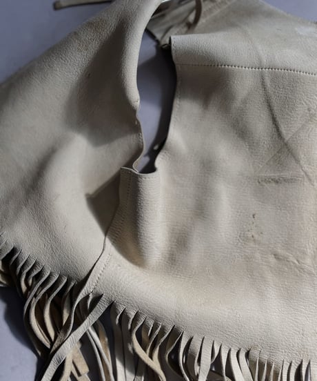 【USED】 Leather Fringe Vest Beige / 230121-011
