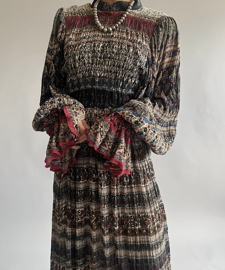 【RE;CIRCLE】 RE Indian Cotton Balloon Sleeved One-piece / 240912-001