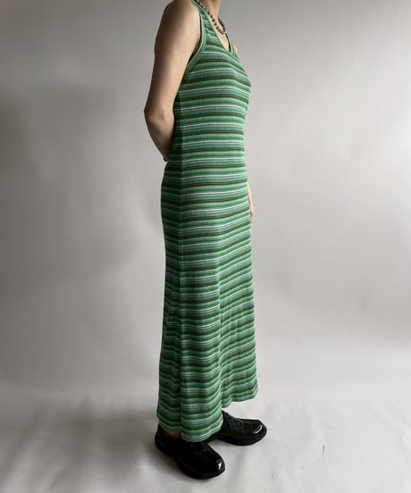 【USED】 Stripe Pattern Knit Long One-Piece / 250726-012
