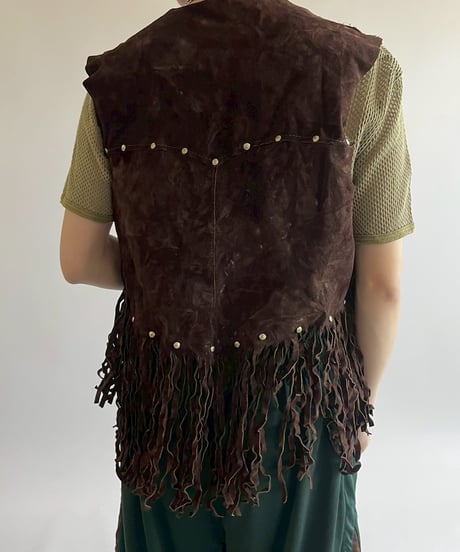 【USED】 Suede Fringe Vest / 250517-023
