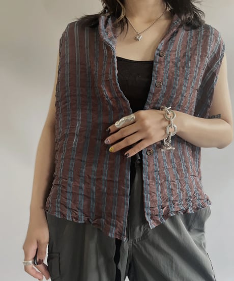 【USED】 Stripe Pattern N/S Vest / 230708-030