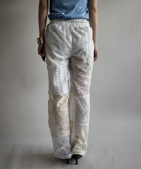 【RE;CIRCLE】 RE Crochet Lace Patch work Pants / 250731-006