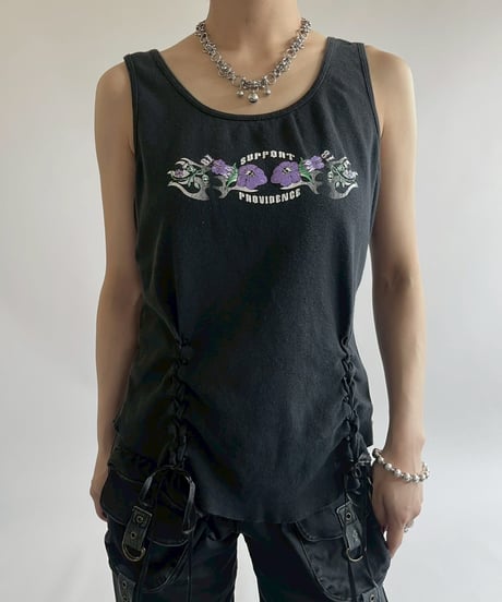 【USED】 Flower Pattern Lace Up Tank Top / 250526-019