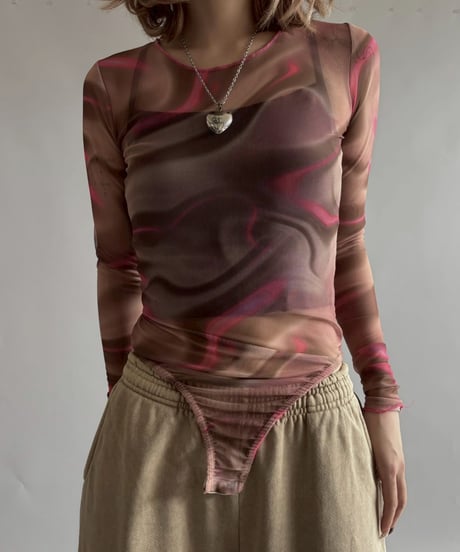 【USED】 Dead Stock Design Sheer Leotard Top  /251012-016