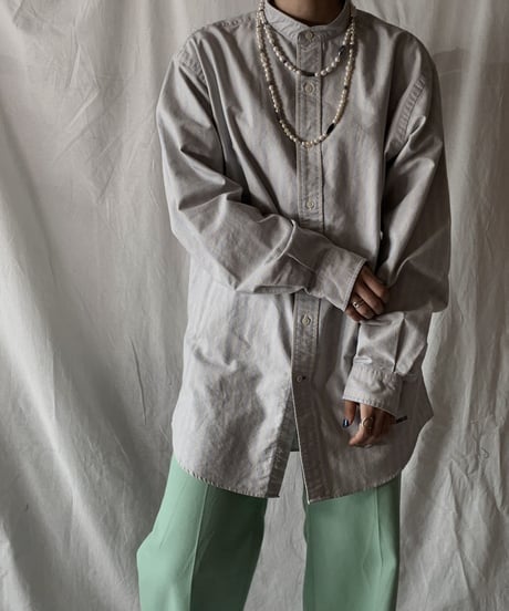 【RE;CIRCLE】 RE Stripe Band Collar Shirt①/210414-027
