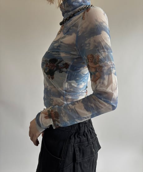 【USED】 Angel Pattern L/S Sheer Top  / 250531-008