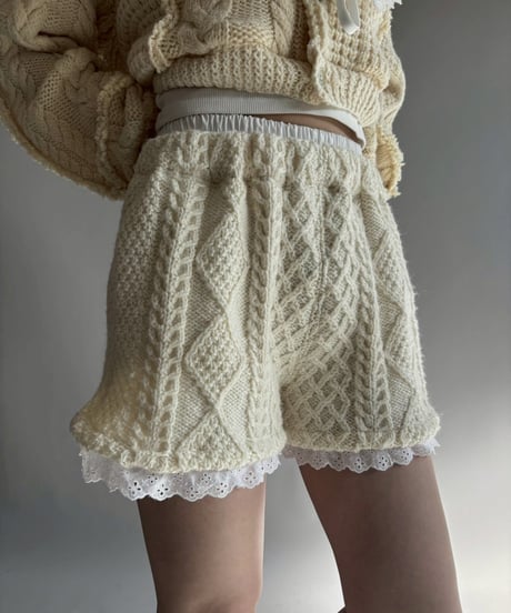 【RE;CIRCLE】 RE Aran Knit Layered Shorts / Ivory / 251106-002