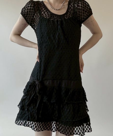 【USED】 Lace Pattern S/S Sheer One-Piece  / 250628-001