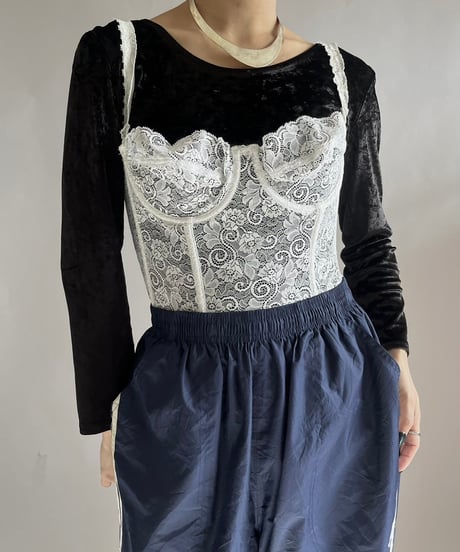【USED】 Lace Patterned Camisole Corset Top /241221-017