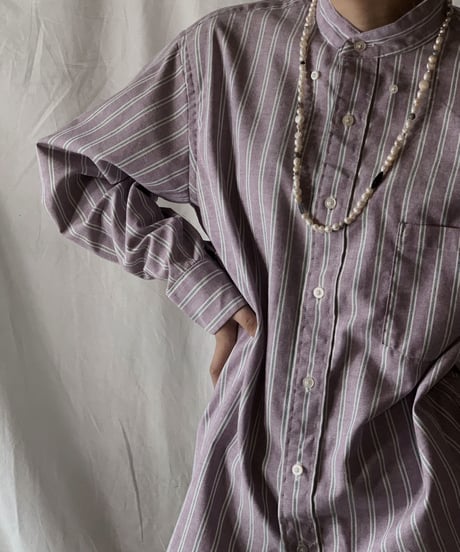 【RE;CIRCLE】 RE Stripe Band Collar Shirt③/210414-031