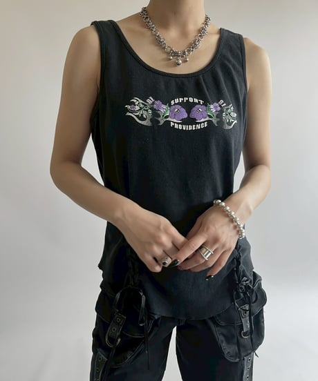 【USED】 Flower Pattern Lace Up Tank Top / 250526-019