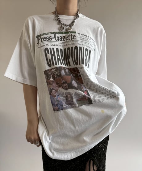 【USED】 Fruit of the Loom News Paper T-Shirt/250510-084